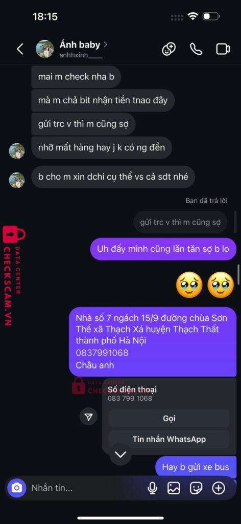03651388794645 Le Thi Kim Anh MB bị cảnh báo lừa đảo scam