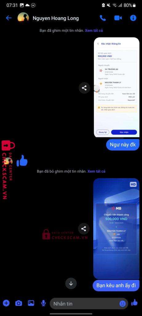 072200436 Nguyen Thanh Ly VIB bị cảnh báo lừa đảo scam