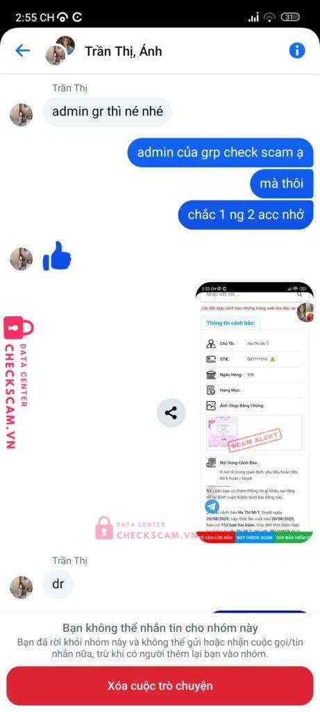 081087919 Ha Thi My Tam VIB bị cảnh báo lừa đảo scam