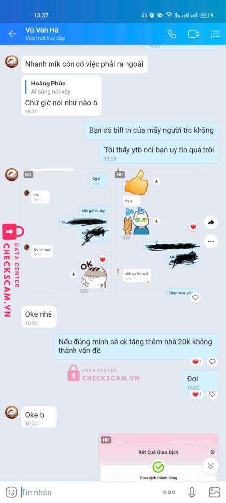 0879500109 Vu Van Ha MB bị cảnh báo lừa đảo scam
