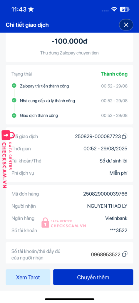 0968953522 Nguyen Thao Ly Vietinbank bị cảnh báo lừa đảo scam