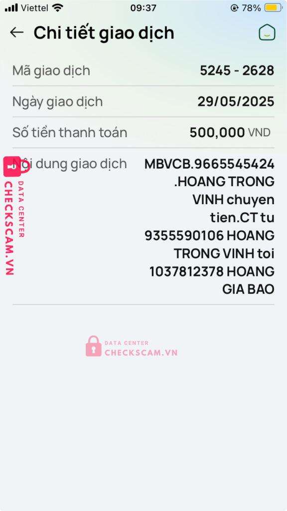 1037812378 Hoang Gia Bao VCB bị cảnh báo lừa đảo scam