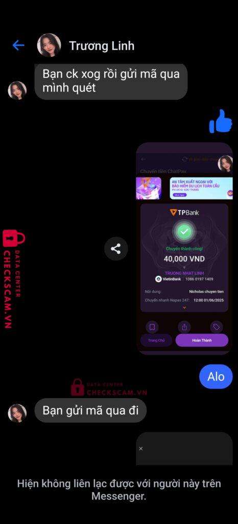 108601971409 Truong Nhat Linh Vietinbank bị cảnh báo lừa đảo scam