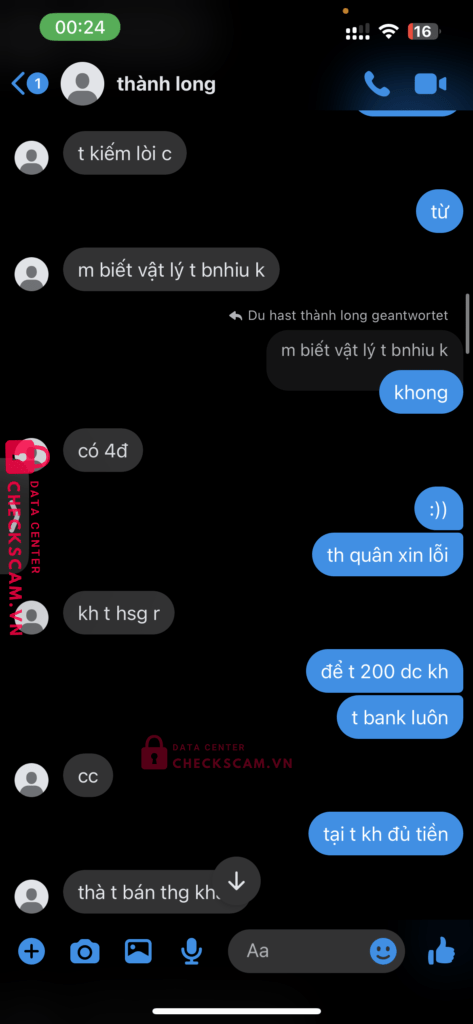 1360000000207 Nguyen Thanh Long MB bị cảnh báo lừa đảo scam