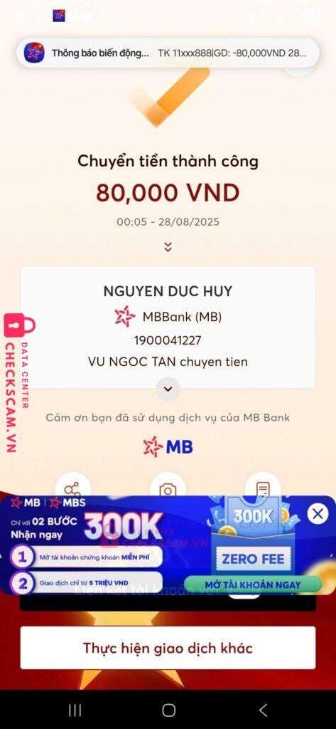 1900041227 Nguyen Duc Huy MB bị cảnh báo lừa đảo scam