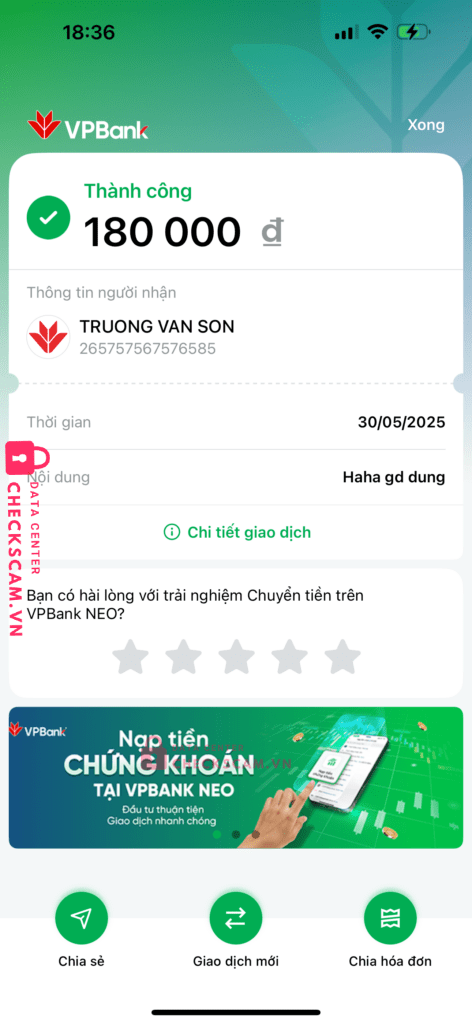 265757567576585 Truong Van Son VP BANK bị cảnh báo lừa đảo scam