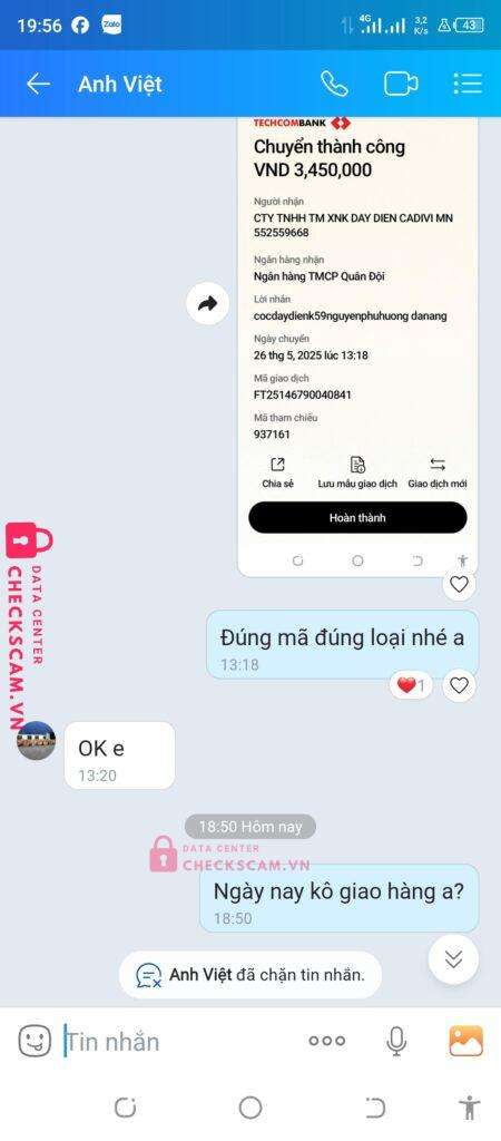 552559668 Xnk Day Dien Cadivi Mn MB bị cảnh báo lừa đảo scam