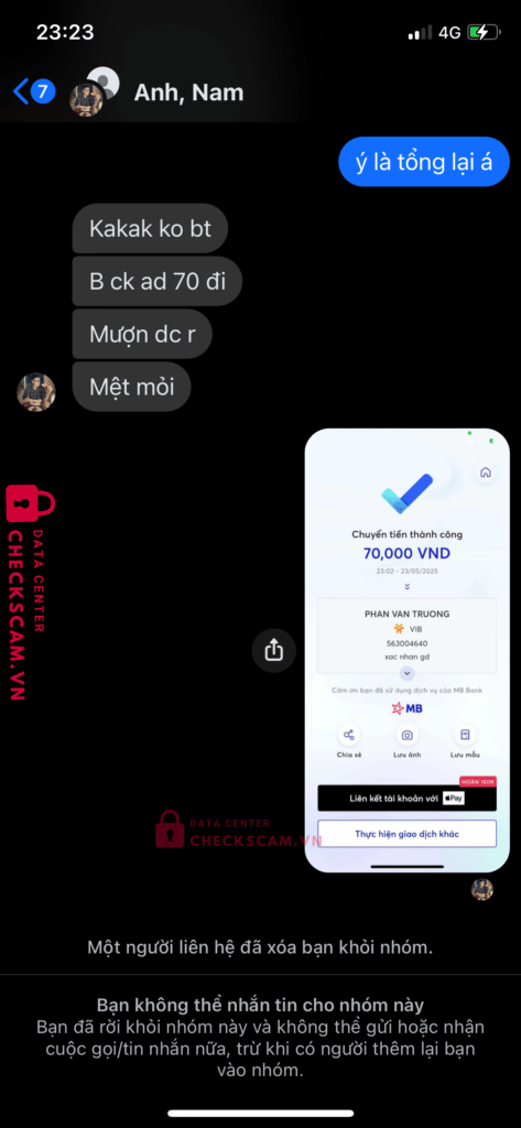 563004640 Phan Van Truong VIB bị cảnh báo lừa đảo scam