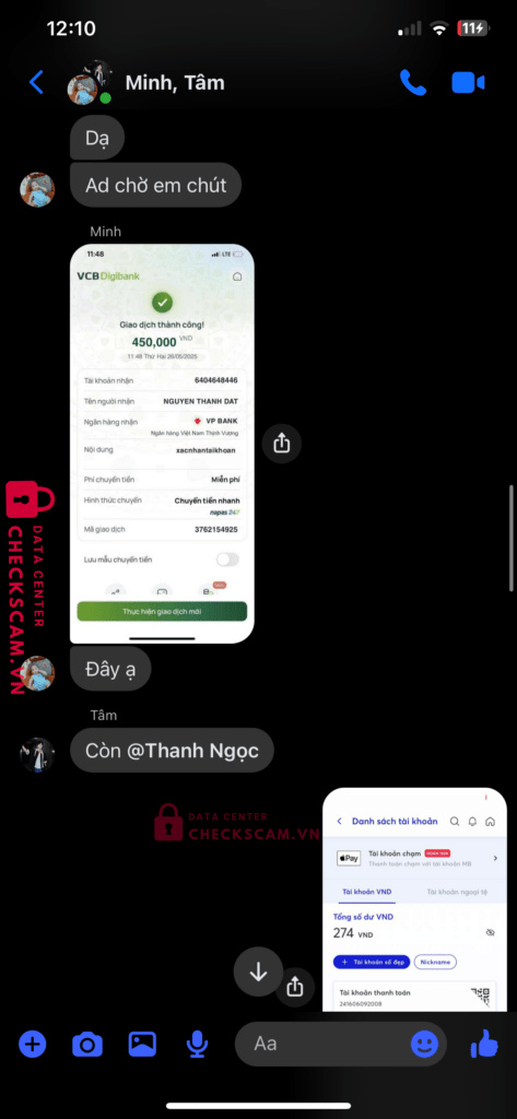 6404648446 Nguyen Thanh Dat VP Bank bị cảnh báo lừa đảo scam