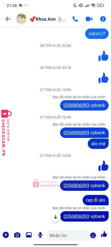 977677 Duong Chan Hung MB bị cảnh báo lừa đảo scam
