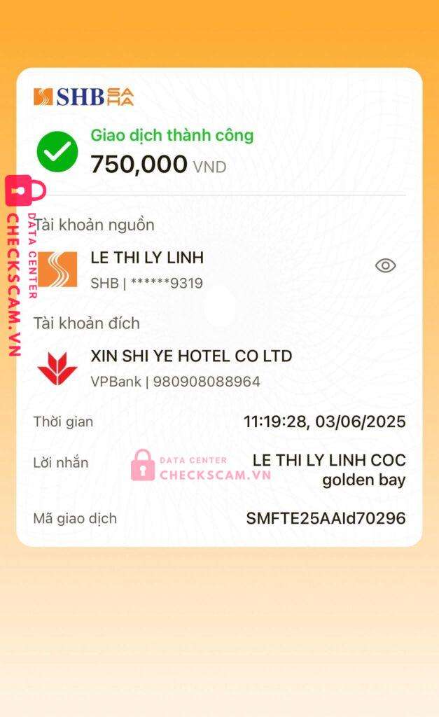 980908088964 Xin Shi Ye Hotel Co Ltd VP BANK bị cảnh báo lừa đảo scam