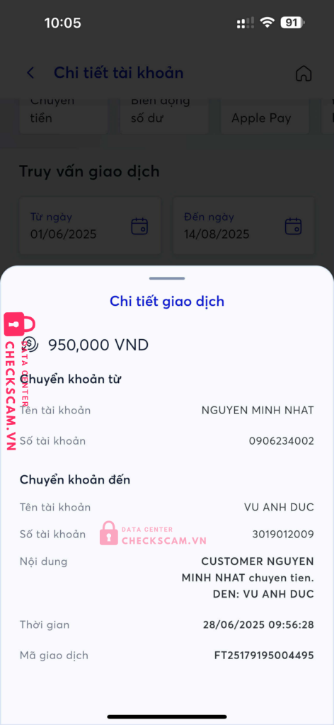 3019012009 VU ANH DUC MB bị cảnh báo lừa đảo scam