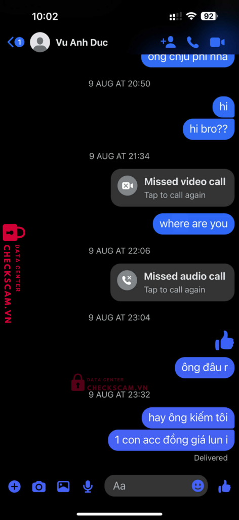 3019012009 VU ANH DUC MB bị cảnh báo lừa đảo scam