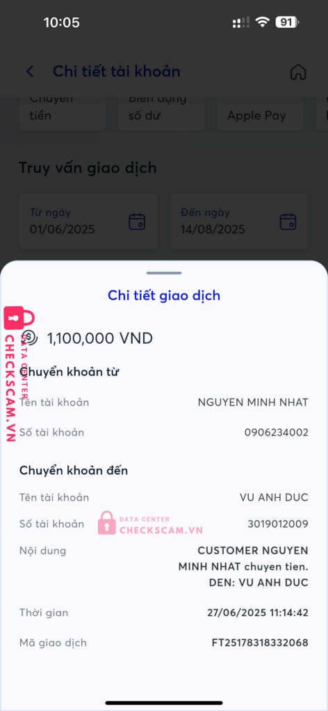 3019012009 VU ANH DUC MB bị cảnh báo lừa đảo scam