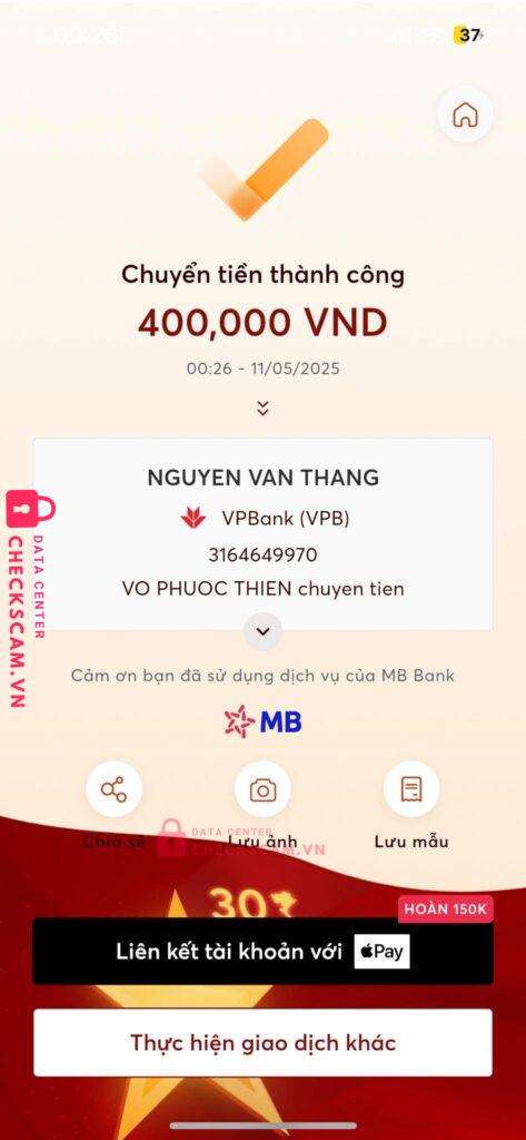3164649970 Nguyen Van Thang VP BANK bị cảnh báo lừa đảo scam