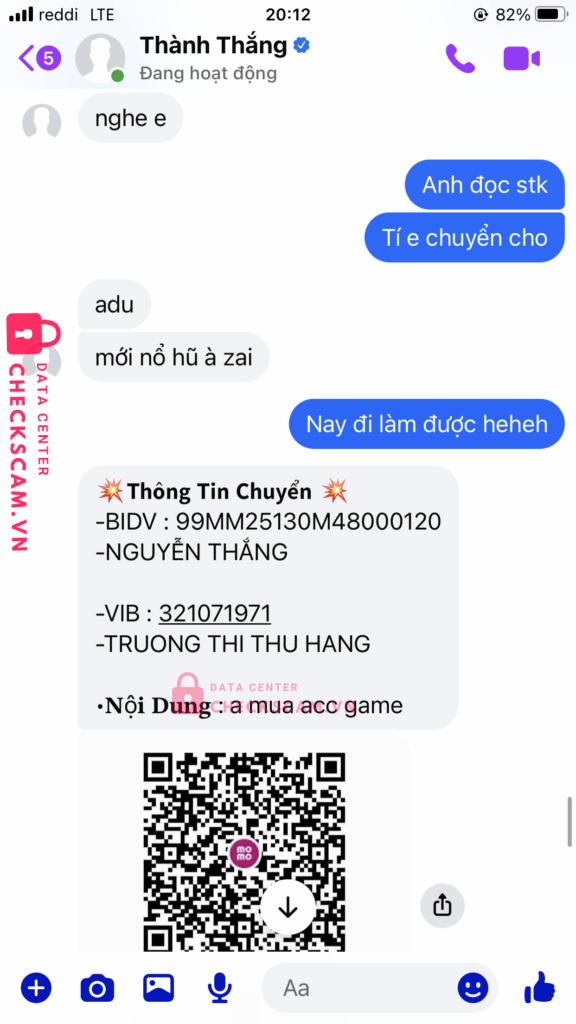 321071971 TRUONG THI THU HANG VIB bị cảnh báo lừa đảo scam