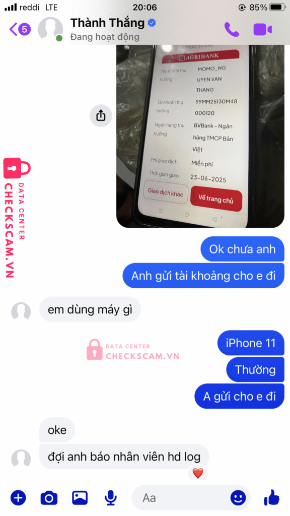 321071971 TRUONG THI THU HANG VIB bị cảnh báo lừa đảo scam
