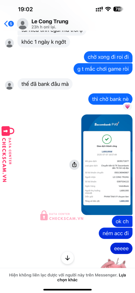 32691847 PHAM TAM VY ACB bị cảnh báo lừa đảo scam