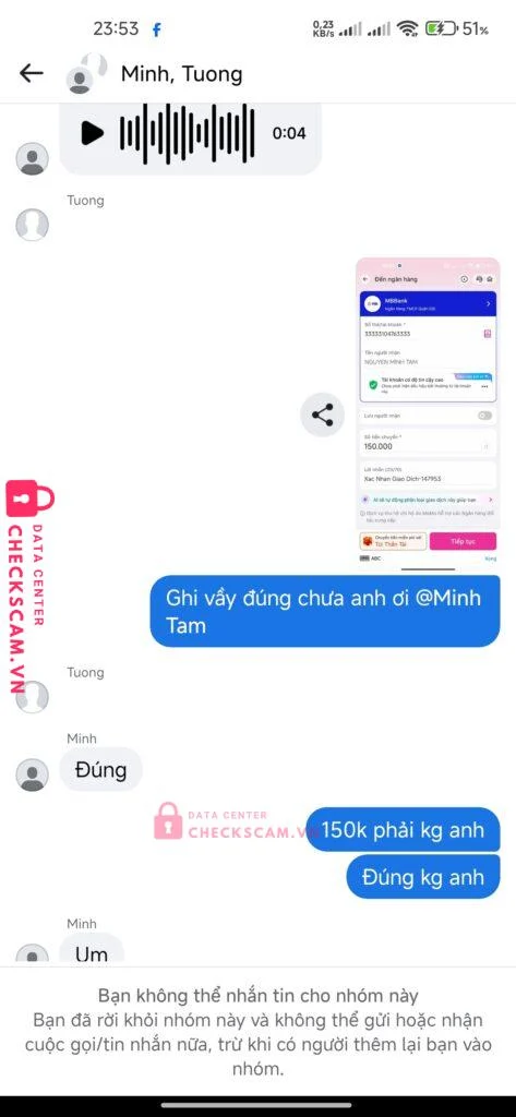 33333104763333 Nguyen Minh Tam MB bị cảnh báo lừa đảo scam