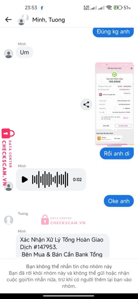 33333104763333 Nguyen Minh Tam MB bị cảnh báo lừa đảo scam