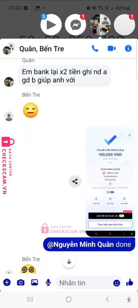 3339933993399 PHAM MINH QUAN MB bị cảnh báo lừa đảo scam
