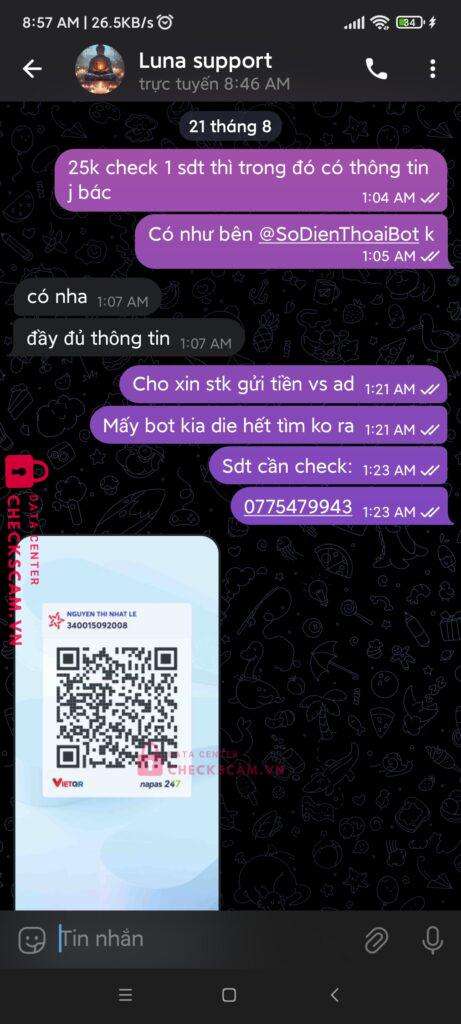 340015092008 NGUYEN THI NHAT LE MB bị cảnh báo lừa đảo scam