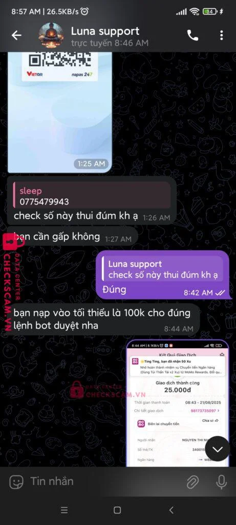 340015092008 NGUYEN THI NHAT LE MB bị cảnh báo lừa đảo scam