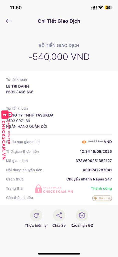 3603997189 Tasukija MB bị cảnh báo lừa đảo scam