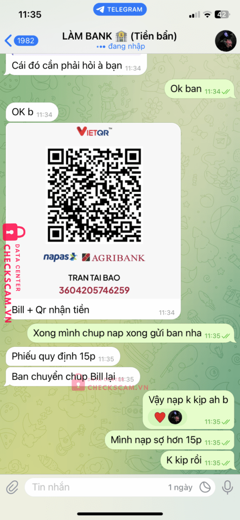 3604205746259 TRAN TAI BAO Agribank bị cảnh báo lừa đảo scam
