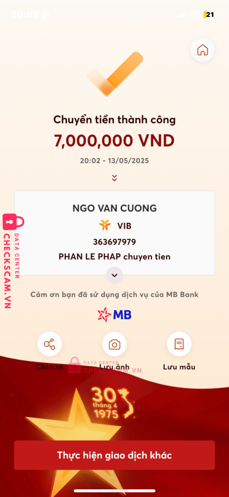 363697979 Ngo Van Cuong VIB bị cảnh báo lừa đảo scam