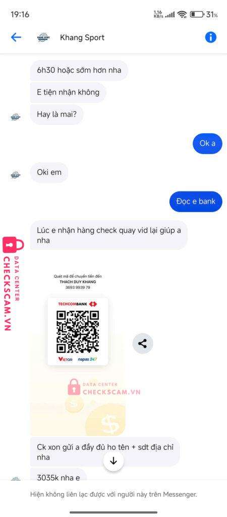 3693993979 THACH DUY KHANG Techcombank bị cảnh báo lừa đảo scam