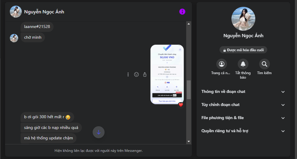3838868383838 NGUYEN NGOC ANH MB bị cảnh báo lừa đảo scam