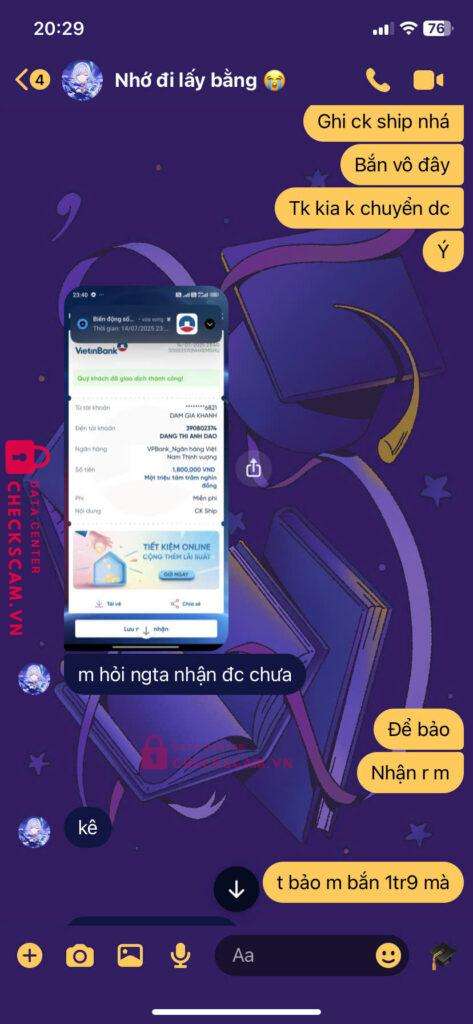 390802374 Dang Thi Anh Dao VP BANK bị cảnh báo lừa đảo scam
