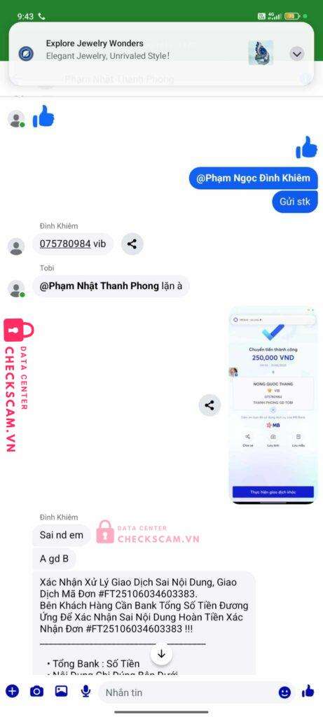 0965609385 Pham Nhat Thanh Phong MB bị cảnh báo lừa đảo scam