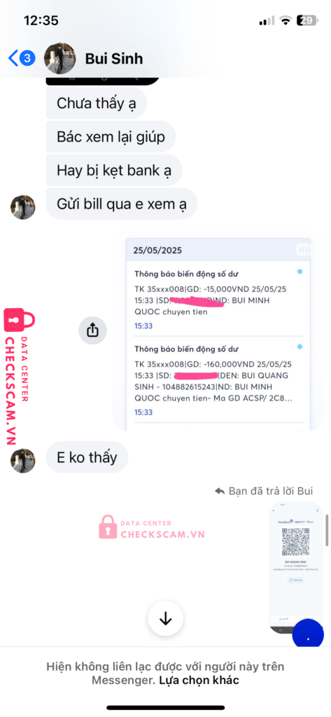 104882615243 Bui Quang Sinh Vietinbank bị cảnh báo lừa đảo scam