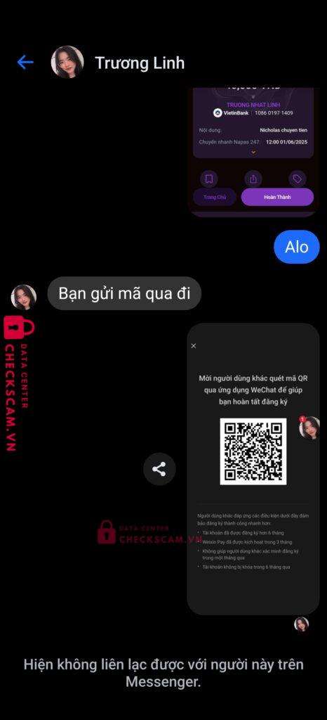 108601971409 Truong Nhat Linh Vietinbank bị cảnh báo lừa đảo scam