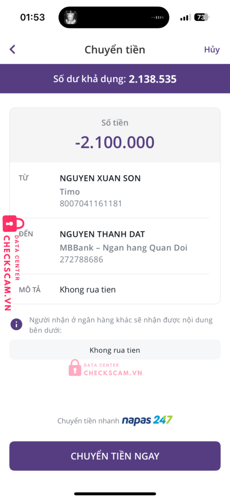 272788686 Nguyen Thanh Dat MB bị cảnh báo lừa đảo scam