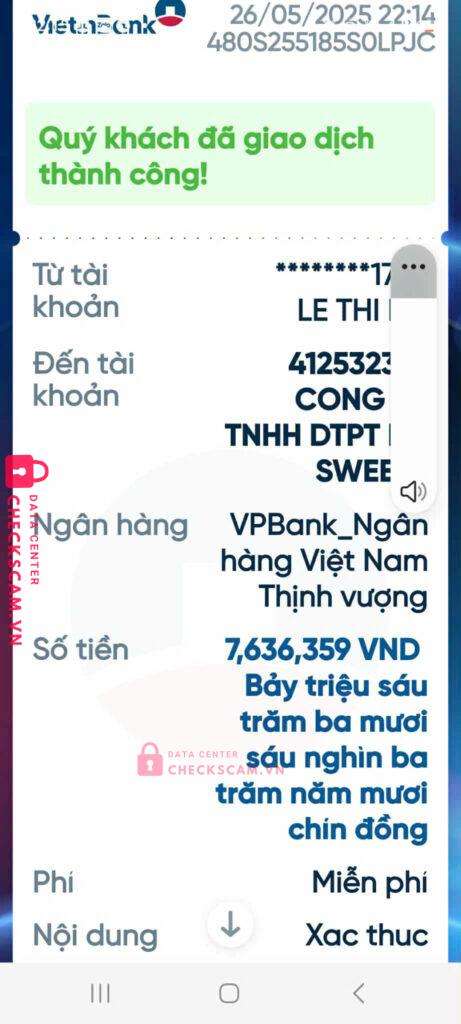 412532376 Na Sweets Co Ltd VP BANK bị cảnh báo lừa đảo scam