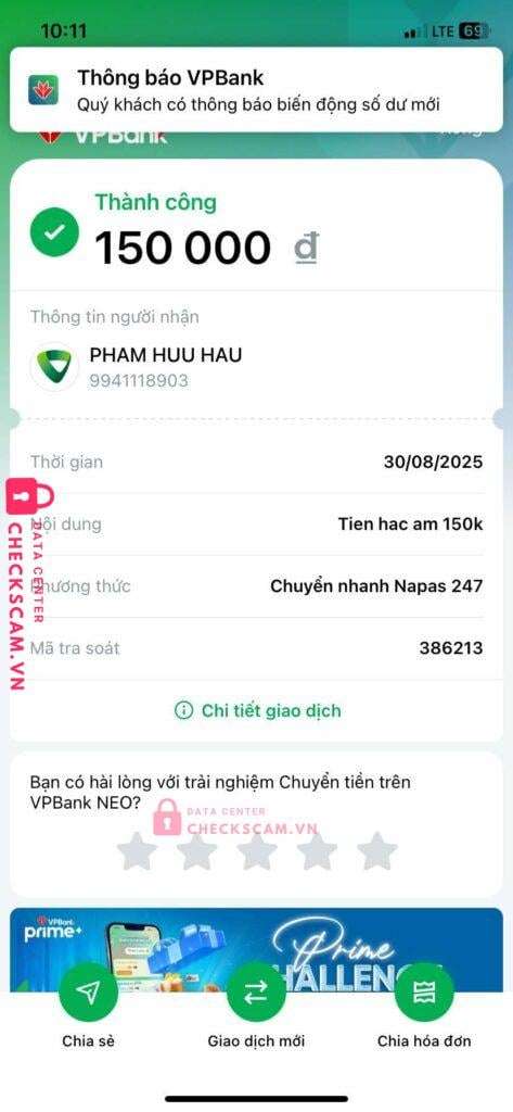 9941118903 Pham Huu Hau VCB bị cảnh báo lừa đảo scam