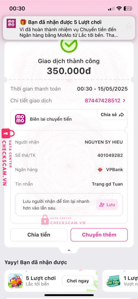 401049282 Nguyen Sy Hieu VP BANK bị cảnh báo lừa đảo scam