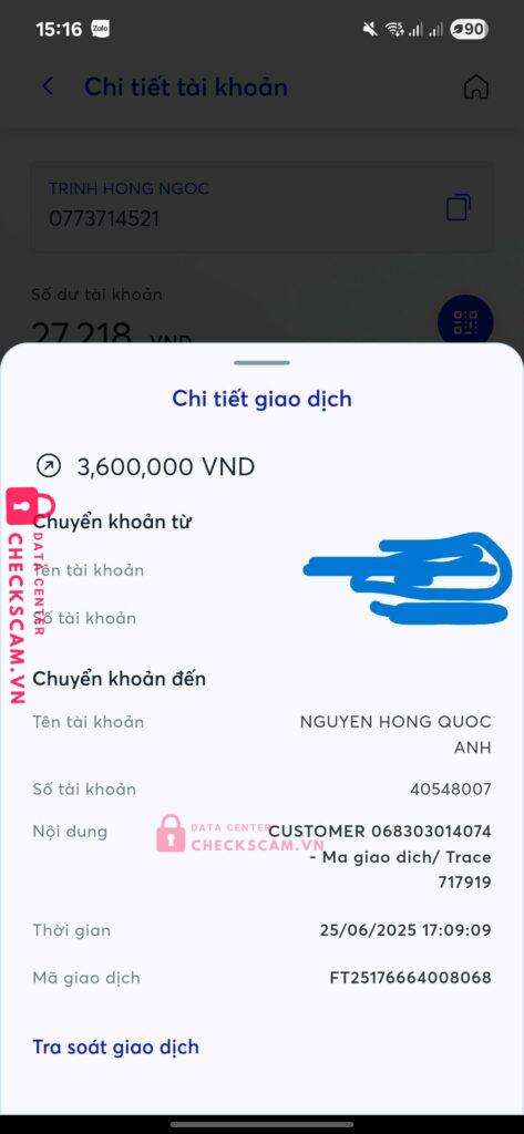 40548007 NGUYEN HONG QUOC ANH ACB bị cảnh báo lừa đảo scam