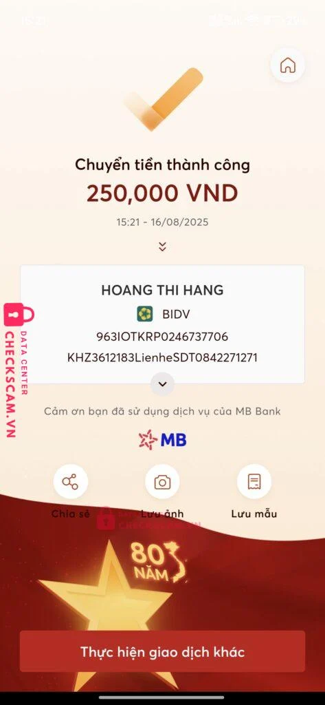 407818 BUI VAN HUAN MB bị cảnh báo lừa đảo scam
