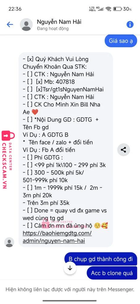 407818 BUI VAN HUAN MB bị cảnh báo lừa đảo scam