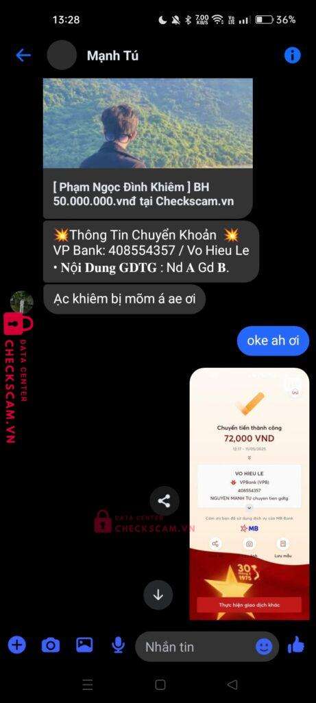 408554357 Vo Hieu Le VP BANK bị cảnh báo lừa đảo scam