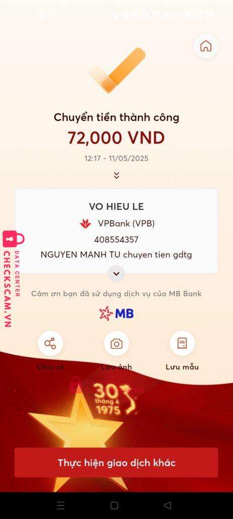 408554357 Vo Hieu Le VP BANK bị cảnh báo lừa đảo scam