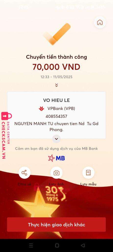408554357 Vo Hieu Le VP BANK bị cảnh báo lừa đảo scam