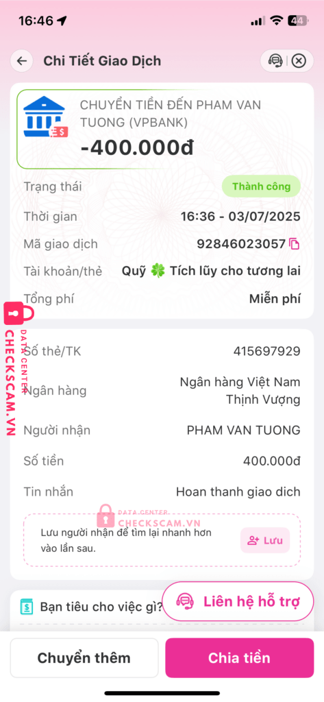 415697928 PHAM VAN TUONG VP BANK bị cảnh báo lừa đảo scam