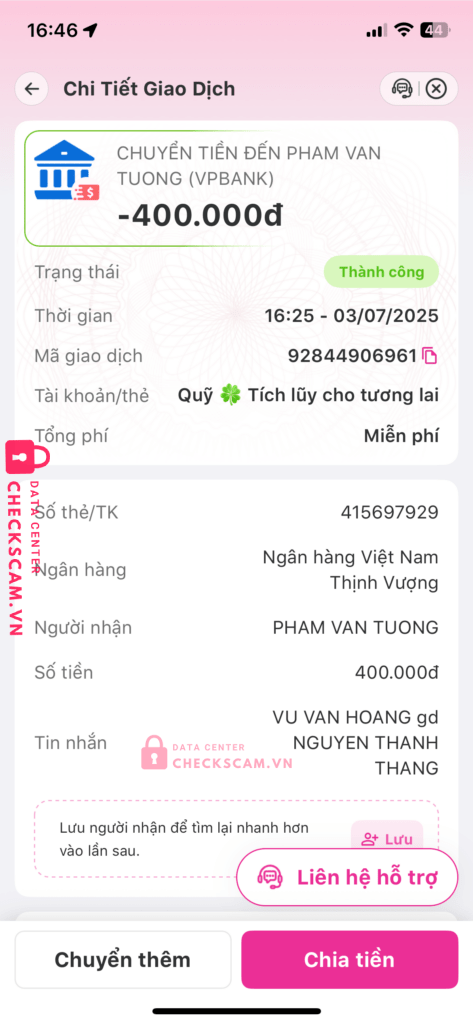 415697928 PHAM VAN TUONG VP BANK bị cảnh báo lừa đảo scam