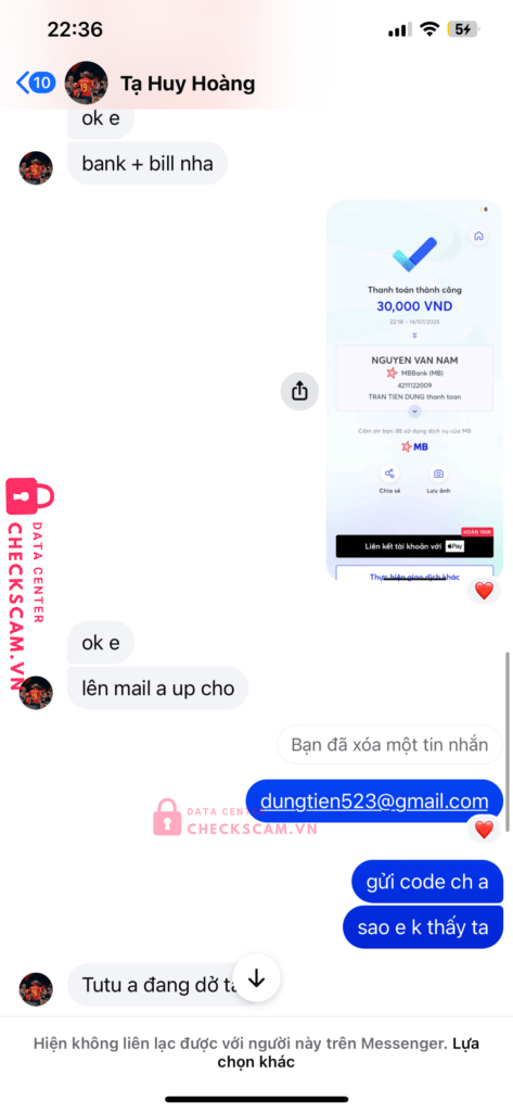 4211122009 Nguyen Van Nam MB bị cảnh báo lừa đảo scam