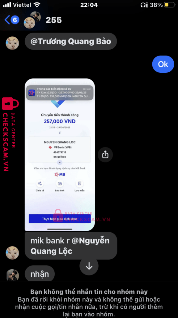 424579718 NGUYEN QUANG LOC VP BANK bị cảnh báo lừa đảo scam